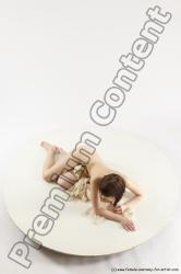 Nude Woman White Laying poses - ALL Slim Laying poses - on side medium brown Multi angle poses Pinup
